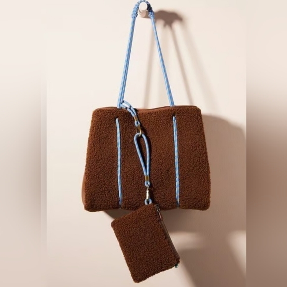 Anthropologie Handbags - Anthropologie Annie Sherpa Tote Bag Includes Wristlet NWOT (SOLD OUT Online)